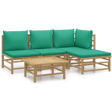 Salon de jardin 5 pcs avec coussins vert bambou (1/5)