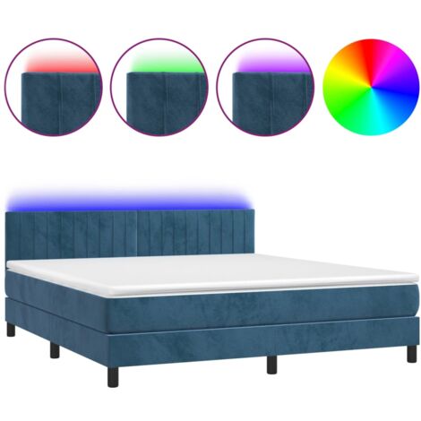 Sommier à lattes de lit avec matelas LED Bleu foncé 160x200 (1/5)