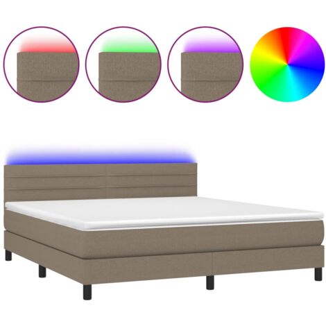Sommier à lattes de lit et matelas et LED Taupe 160x200 Tissu (1/5)