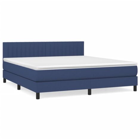 Sommier à lattes de lit avec matelas Bleu 160x200 Tissu (1/5)