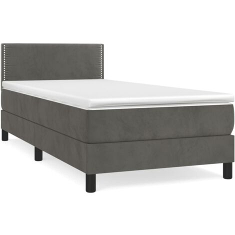 Sommier à lattes de lit et matelas Gris foncé 90x190 Velours (1/5)