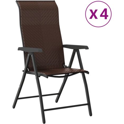 Chaises pliables de jardin lot de 4 marron résine tressée (1/5)