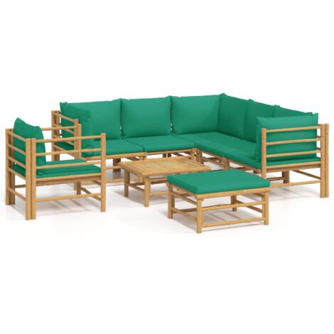 Salon de jardin 8 pcs avec coussins vert bambou (1/5)
