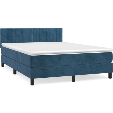 Sommier à lattes de lit et matelas Bleu foncé 140x190 Velours (1/5)