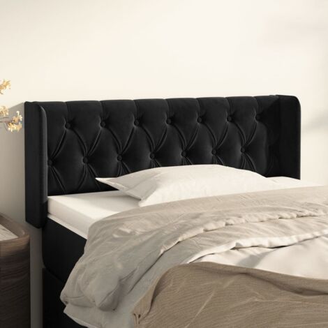 Tête de lit avec oreilles Noir 103x16x78-88 Velours (1/5)