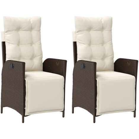 Chaises inclinables de jardin lot de 2 avec repose-pied rotin (1/5)