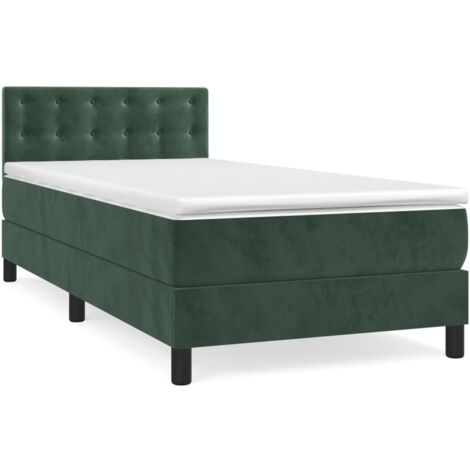 Sommier à lattes de lit avec matelas Vert foncé 90x190 (1/5)