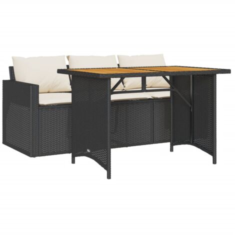 Ensemble à manger de jardin coussins 2pcs noir résine tressée (1/5)
