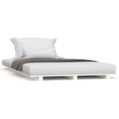 Cadre de lit blanc 100x200 bois de pin massif (1/5)