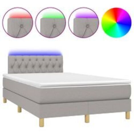 Sommier à lattes de lit matelas LED Gris clair 120x200 Tissu (1/5)