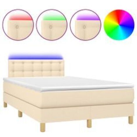 Sommier à lattes de lit avec matelas LED Crème 120x200 Tissu (1/5)