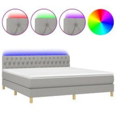 Sommier à lattes de lit matelas LED Gris clair 160x200 Tissu (1/5)
