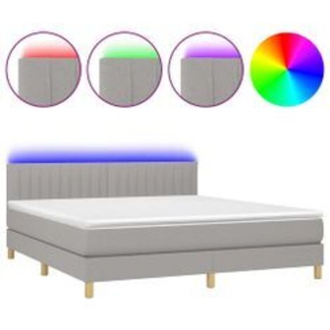 Sommier à lattes de lit matelas LED Gris clair 160x200 Tissu (1/5)