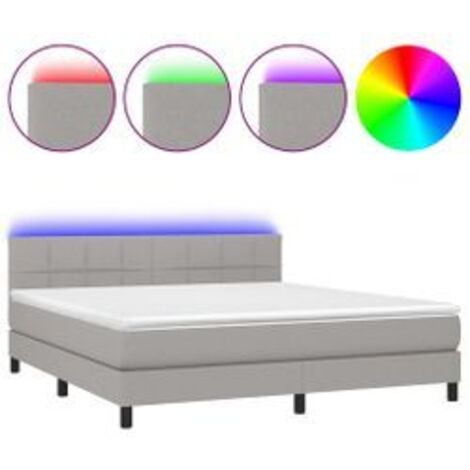 Sommier à lattes de lit matelas LED Gris clair 160x200 Tissu (1/5)