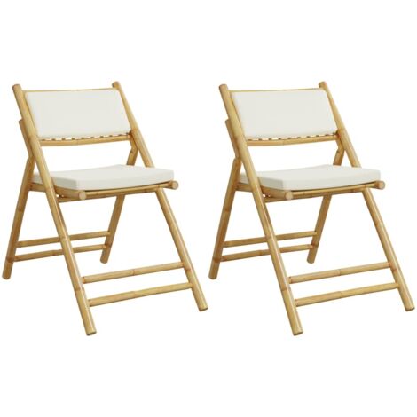 Chaises de bistro pliantes lot de 2 et coussins blanc crème (1/5)