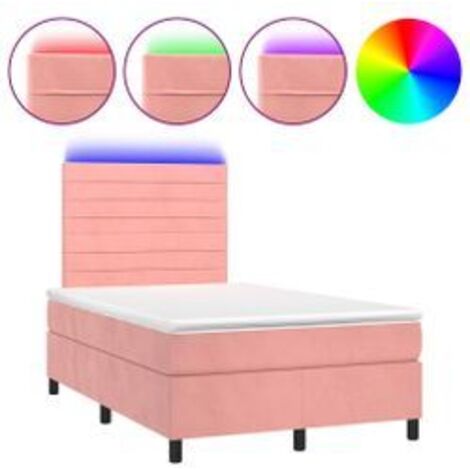 Sommier à lattes de lit avec matelas LED Rose 120x200 Velours (1/5)