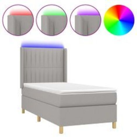 Sommier à lattes de lit matelas LED Gris clair 90x200 Tissu (1/5)