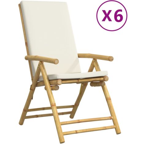 Chaises de bistro pliantes lot de 6 et coussins blanc crème (1/5)