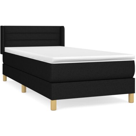 Sommier à lattes de lit avec matelas Noir 90x190 Tissu (1/5)