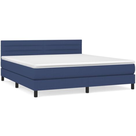 Sommier à lattes de lit avec matelas Bleu 160x200 Tissu (1/5)