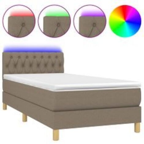 Sommier à lattes de lit avec matelas LED Taupe 90x200 Tissu (1/5)