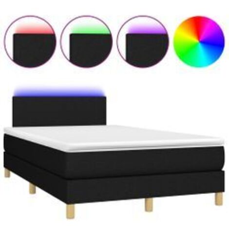 Sommier à lattes de lit avec matelas LED Noir 120x200 Tissu (1/5)