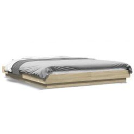 Cadre de lit avec lumières LED chêne sonoma 160x200 (1/5)