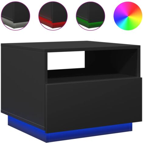 Table basse avec lumières LED noir 50x49x40 (1/5)