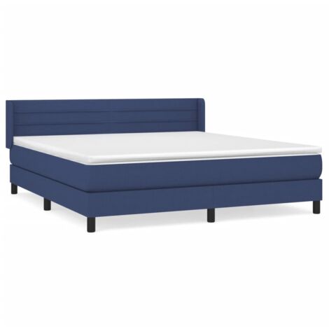 Sommier à lattes de lit avec matelas Bleu 160x200 Tissu (1/5)