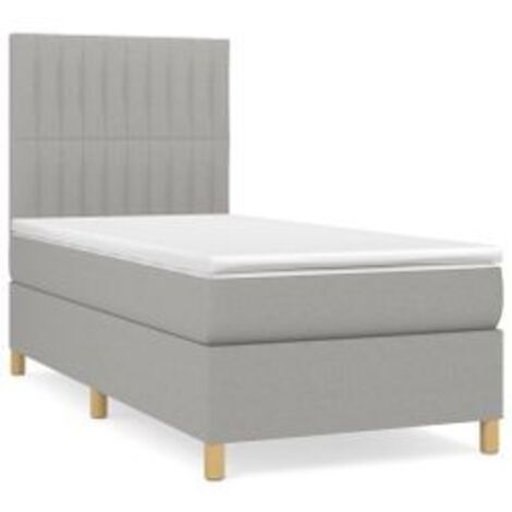 Sommier à lattes de lit avec matelas Gris clair 100x200 Tissu (1/5)