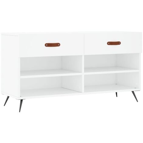Banc à chaussures blanc 102x35x55 bois d'ingénierie (1/5)