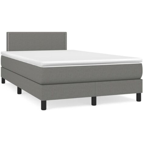 Sommier à lattes de lit matelas LED gris foncé 120x190 tissu (1/5)