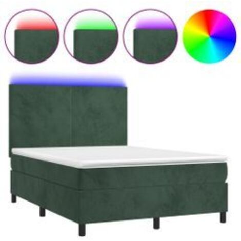 Sommier à lattes de lit avec matelas LED Vert foncé 140x190 (1/5)