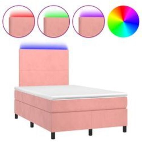 Sommier à lattes de lit et matelas LED Rose 120x200 Velours (1/5)