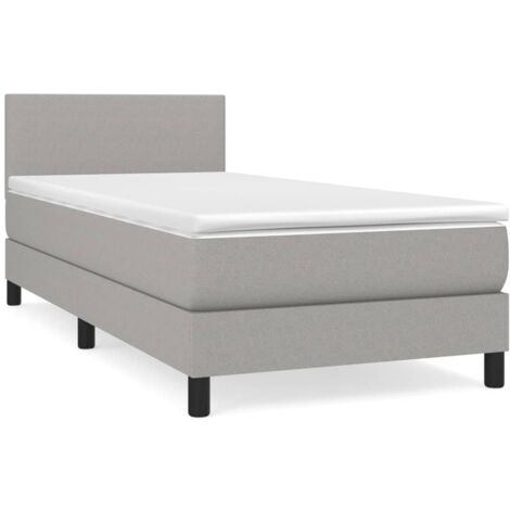 Sommier à lattes de lit et matelas Gris clair 90x190 Tissu (1/5)
