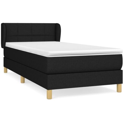 Sommier à lattes de lit avec matelas Noir 90x190 Tissu (1/5)