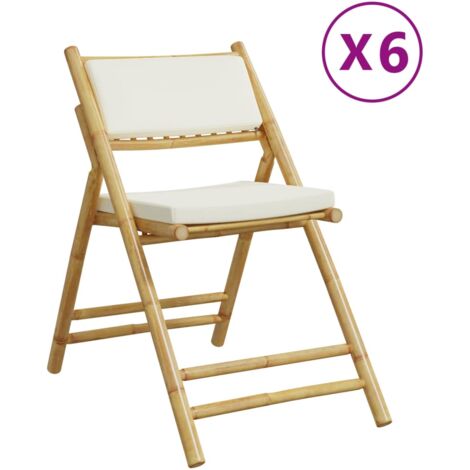 Chaises de bistro pliantes lot de 6 et coussins blanc crème (1/5)