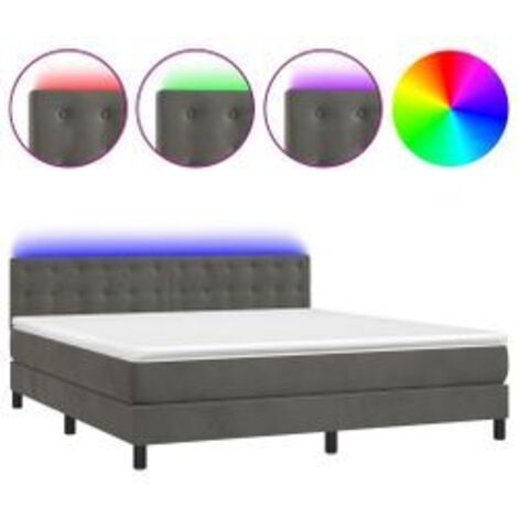 Sommier à lattes de lit matelas et LED Gris foncé 160x200 (1/5)