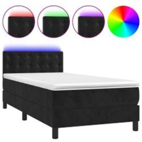 Sommier à lattes de lit avec matelas et LED Noir 90x200 (1/5)