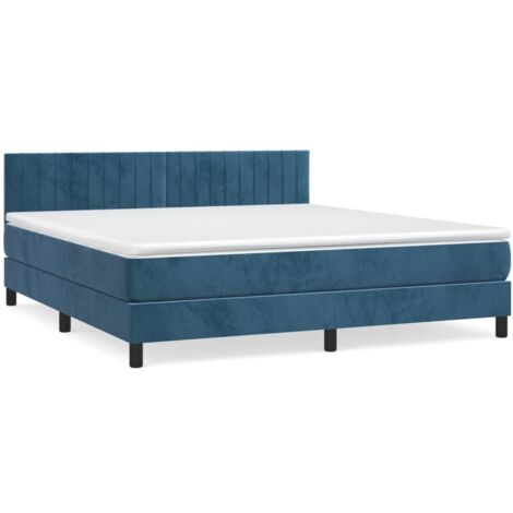 Sommier à lattes de lit et matelas Bleu foncé 160x200 Velours (1/5)