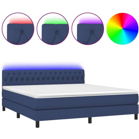 Sommier à lattes de lit avec matelas LED Bleu 160x200 Tissu (1/5)