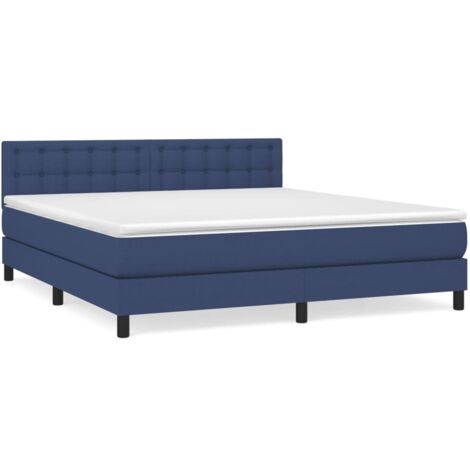 Sommier à lattes de lit avec matelas Bleu 160x200 Tissu (1/5)