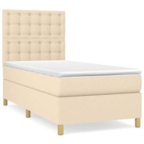 Sommier à lattes de lit et matelas Crème 90x190 Tissu (1/5)