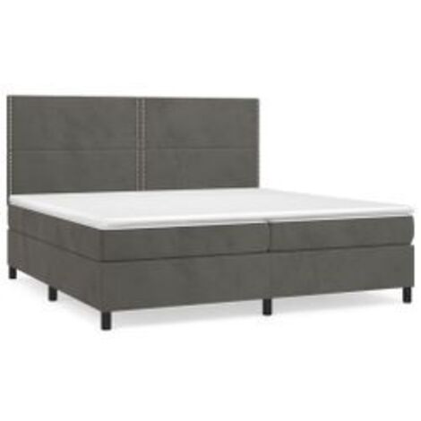 Sommier à lattes de lit et matelas Gris foncé 200x200 Velours (1/5)