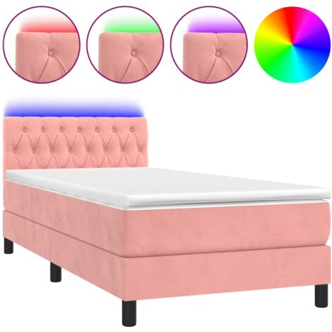 Sommier à lattes de lit avec matelas et LED Rose 100x200 (1/5)