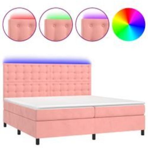 Sommier à lattes de lit matelas et LED Rose 200x200 Velours (1/5)