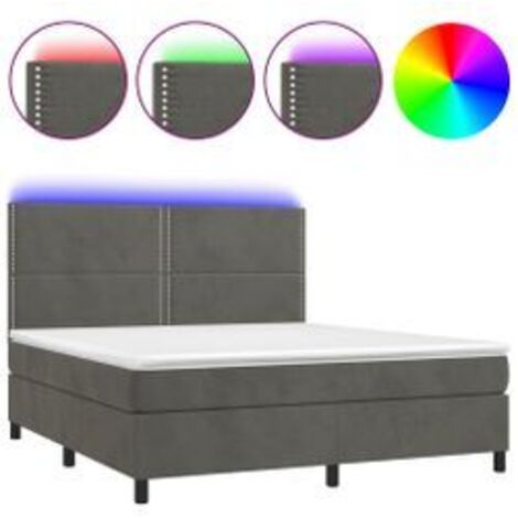 Sommier à lattes de lit matelas et LED Gris foncé 180x200 (1/5)