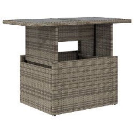 Table de jardin dessus en verre gris 100x55x73 résine tressée (1/5)