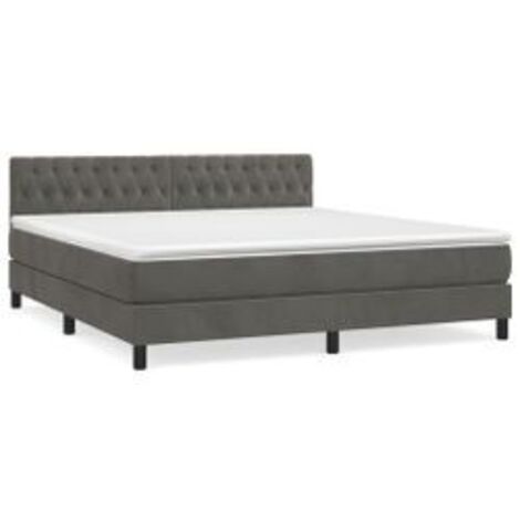 Sommier à lattes de lit et matelas Gris foncé 180x200 Velours (1/5)