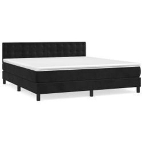 Sommier à lattes de lit avec matelas Noir 180x200 Velours (1/5)